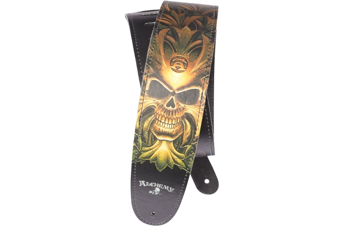 Curea chitară Daddario Alchemy Leather Guitar Strap Green Skull