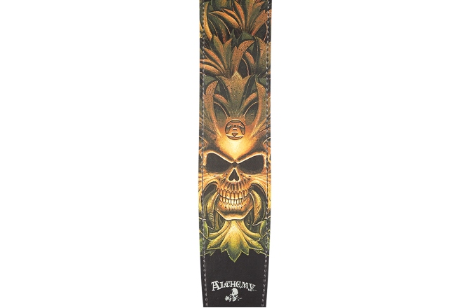 Curea chitară Daddario Alchemy Leather Guitar Strap Green Skull