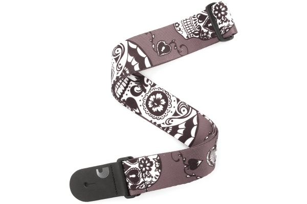 Polyester Guitar Straps Sugar Skulls Black Polyester Guitar Straps Sugar Skulls Black