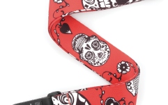 Curea chitară Daddario Polyester Guitar Straps Sugar Skulls Red