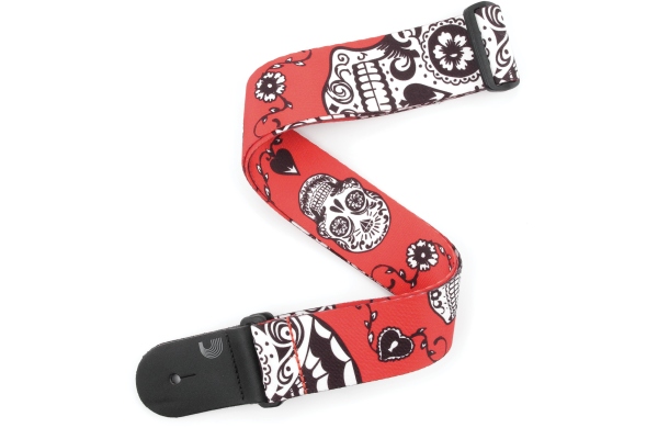 Polyester Guitar Straps Sugar Skulls Red Polyester Guitar Straps Sugar Skulls Red