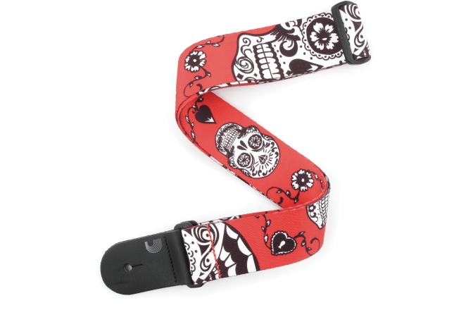 Curea chitară Daddario Polyester Guitar Straps Sugar Skulls Red