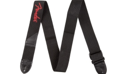 Curea chitară Fender Black Polyester 2" Strap - Red Logo