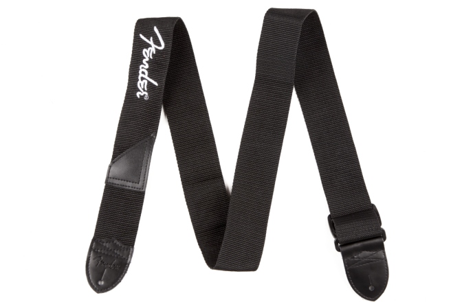 Curea chitară Fender Black Polyester 2" Strap - White Logo