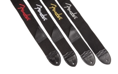 Curea chitară Fender Black Polyester 2" Strap - White Logo