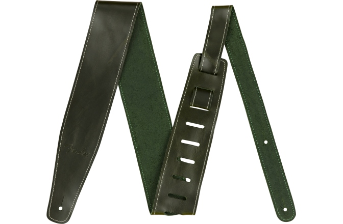 Curea chitară Fender Broken-In Leather Strap Green 2.5"