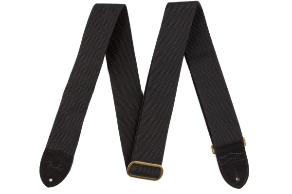 Cotton/Leather Strap Black 2"