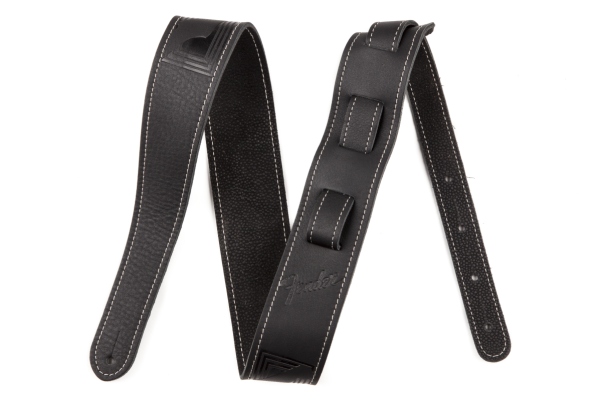 Monogrammed Leather Strap Black 2"