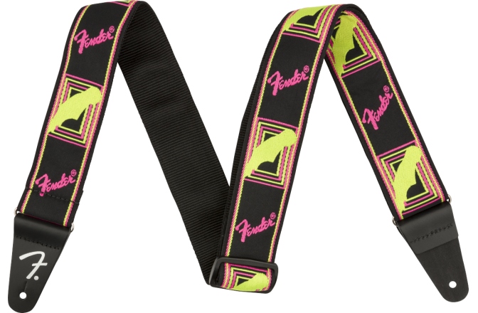 Curea chitară Fender Neon Monogrammed Strap Pink and Yellow 2"