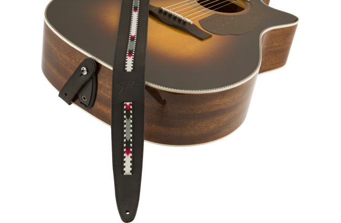 Curea chitară Fender Paramount Acoustic Leather Strap Black