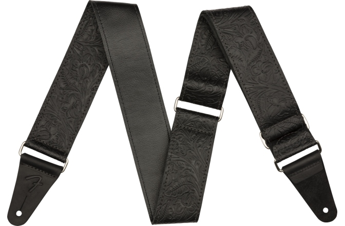 Curea chitară Fender Tooled Leather Guitar Strap Black 2"