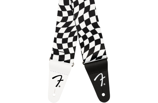 Curea chitară Fender Wavy Checkerboard Polyester Strap Black/White