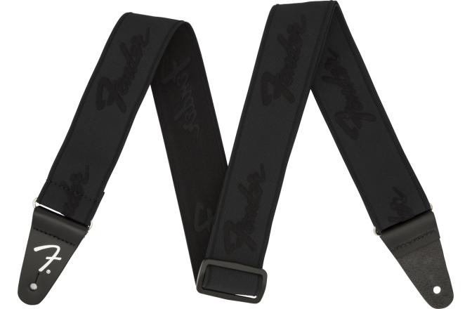 Curea chitară Fender WeighLess Running Logo Strap Black/Black 2"