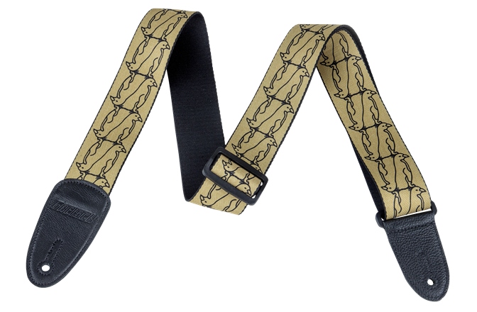Curea chitară Gretsch Guitars Alternating Gold Penguins Strap Black