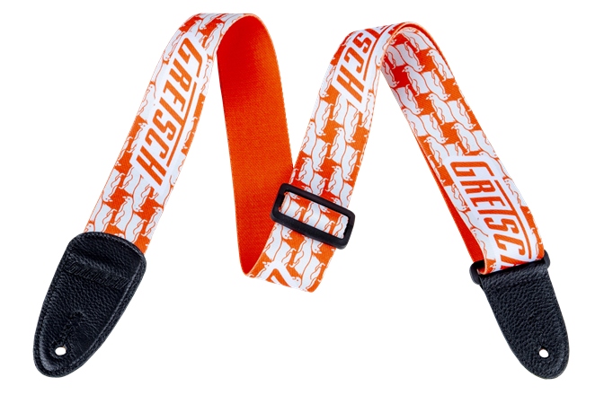 Curea chitară Gretsch Guitars Alternating Orange Penguins Strap White