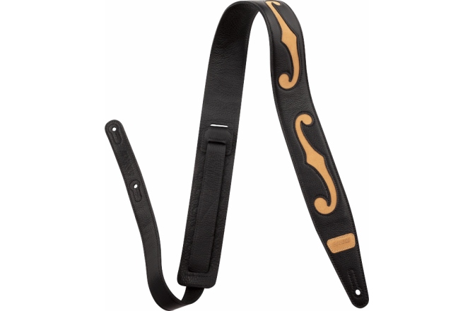 Curea chitară Gretsch Guitars F-Holes Leather Strap Black and Tan 3"