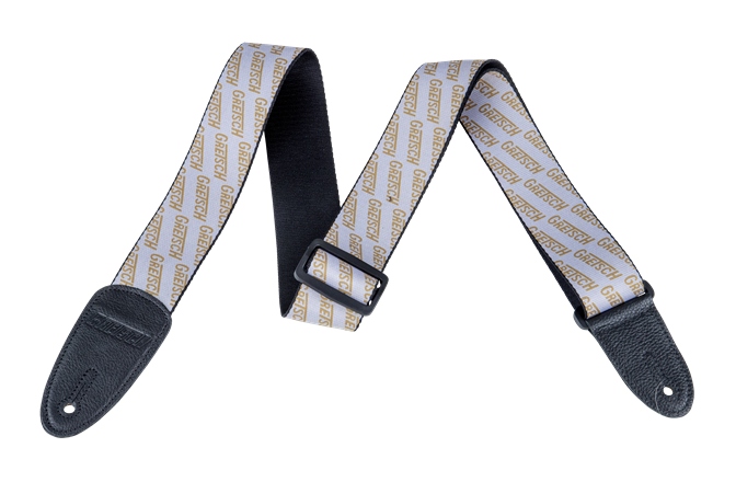Curea chitară Gretsch Guitars Strap with Gold Logos White