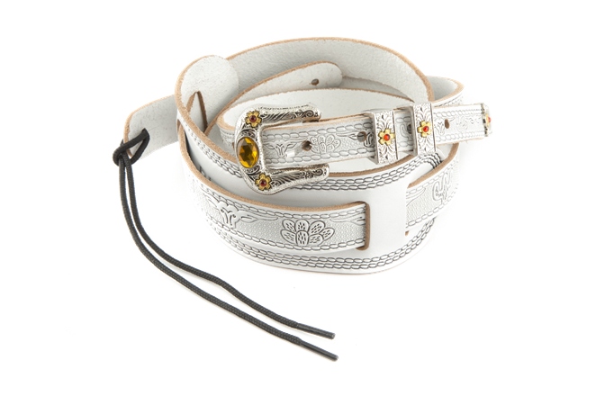 Curea chitară Gretsch Guitars Vintage Tooled Leather Guitar Strap White