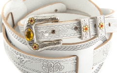 Curea chitară Gretsch Guitars Vintage Tooled Leather Guitar Strap White