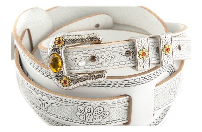Curea chitară Gretsch Guitars Vintage Tooled Leather Guitar Strap White