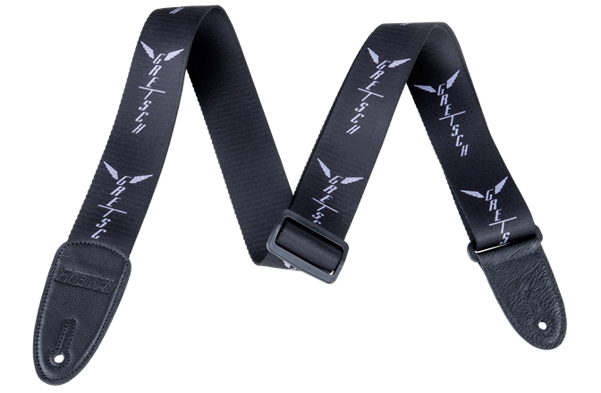 Curea chitară Gretsch Guitars Wing Logo Pattern Strap Black with Gray Logos