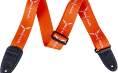 Curea chitară Gretsch Wing Logo Pattern Strap Orange with Gray Logos