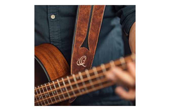 Curea chitară Ortega Bass Leather Strap - Chestnut Tree 90mm extra long