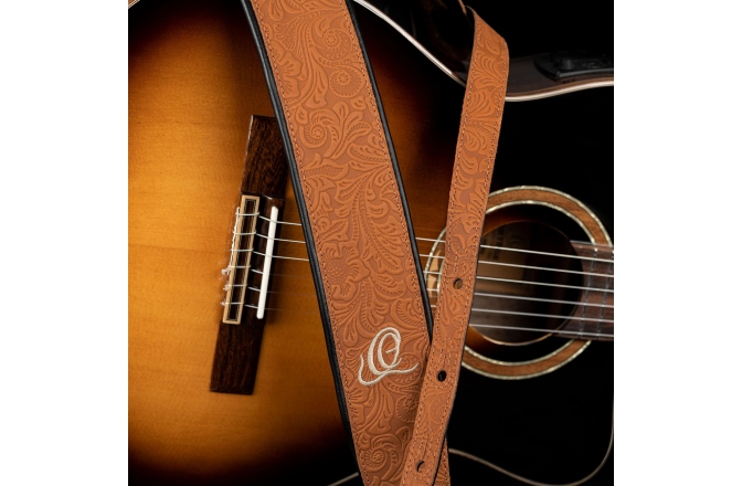 Curea chitară Ortega Genuine Leather Strap - Byzantine Bourbon