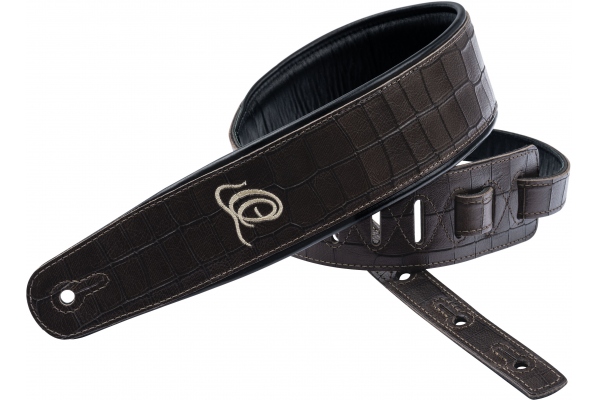 Genuine Leather Strap - Dark Brown Croco