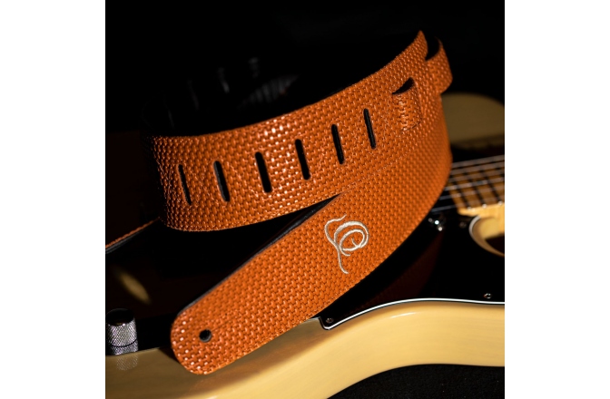 Curea chitară Ortega Genuine Leather Strap - Orange Braid