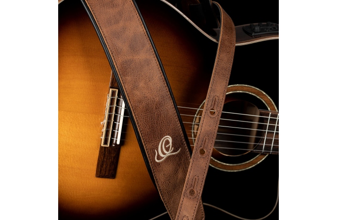 Curea chitară  Ortega Genuine Leather Strap - Vintage Cognac
