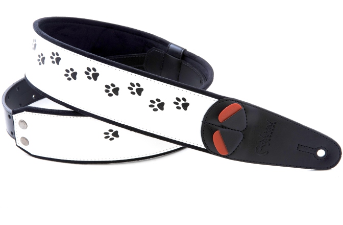 Curea chitară RightOn Cat White