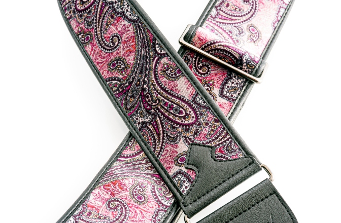 Curea chitară RightOn Paisley Velvet-60 Burgundy
