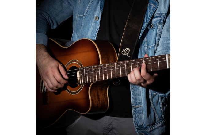 Curea de chitară Ortega Suede Leather Strap - Patina Bronze
