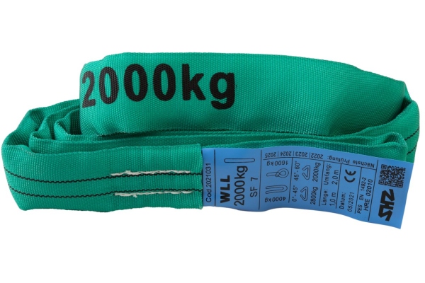 Round Sling 1m, max. Load 2000KG nach EN 1492-2 SF7 green