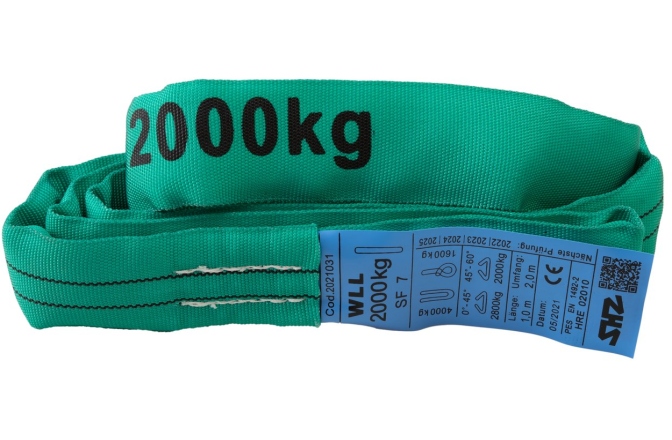 Curea flexibilă SHZ Round Sling 1m, max. Load 2000KG nach EN 1492-2 SF7 green