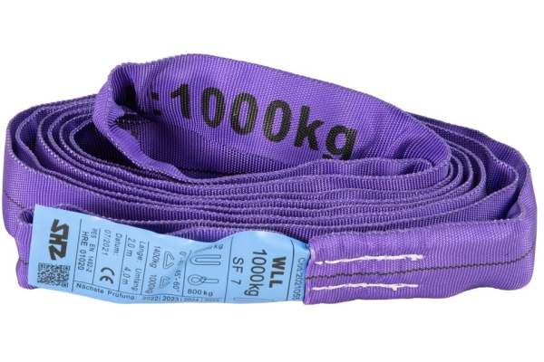 Round Sling 2m, max. Load 1000KG nach EN 1492-2 SF7 violett