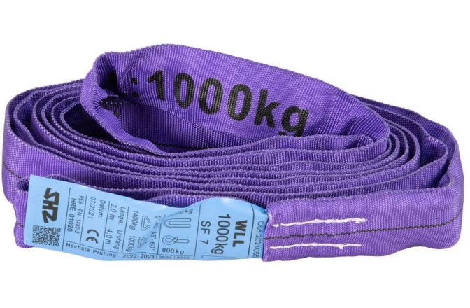 Curea flexibilă SHZ Round Sling 2m, max. Load 1000KG nach EN 1492-2 SF7 violett