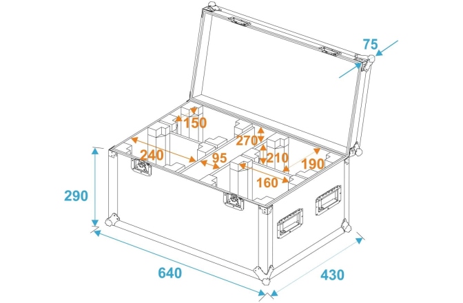 Cutie de transport Roadinger Flightcase 4x TMH-14/FE-300