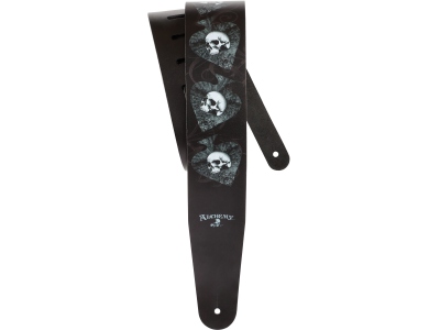Alchemy Leather Guitar Strap Skulls in Spades