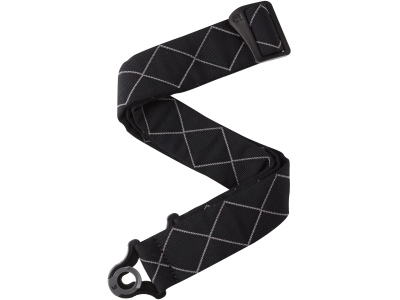 Auto Lock Guitar Strap Black Padded Diamonds