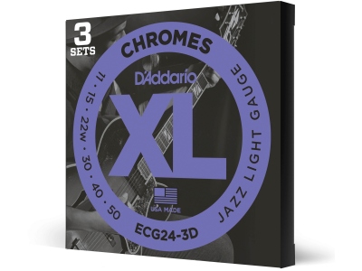 ECG24-3D Chromes Flat Wound Jazz Light 11-50 3 Sets