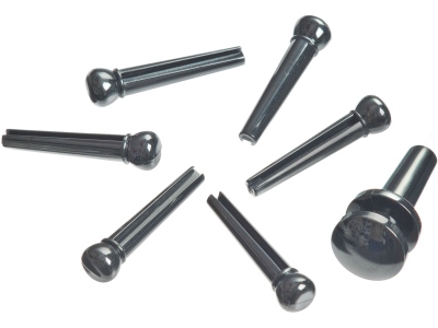 Injected Molded Bridge Pins with End Pin Set of 7 Ebony