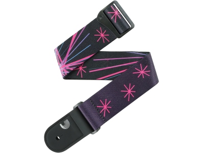 Outrun Polyester Guitar Strap Neon Stars