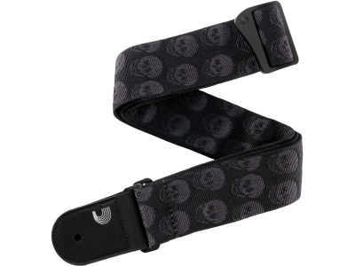 Woven Guitar Strap Skulls Black Tubular