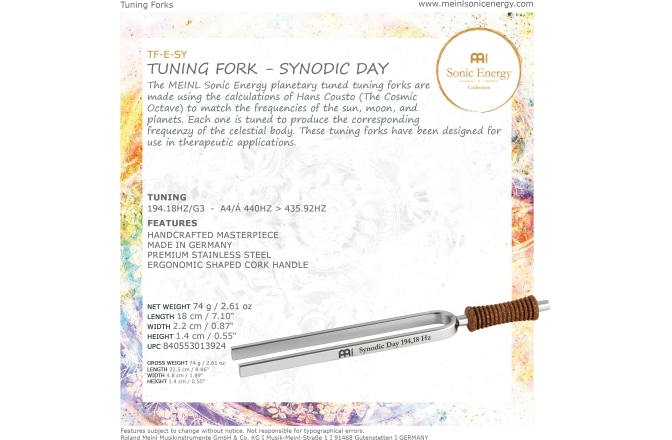 Diapazon Meditaţie Meinl Tuning Fork - Synodic Day - 194.18 Hz