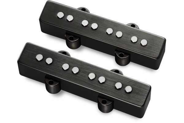 Passive J/J-Style Bass Pickup Set, Metal Cover, Open Pole Pieces, 4-String - Brushed Black Chrome Passive J/J-Style Bass Pickup Set, Metal Cover, Open Pole Pieces, 4-String - Brushed Black Chrome