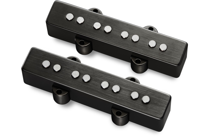 Doză chitară bas MEC Pickups  Passive J/J-Style Bass Pickup Set, Metal Cover, Open Pole Pieces, 4-String - Brushed Black Chrome