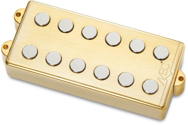 Passive MM-Style Bass Pickup, Metal Cover, 6-String, Bridge - Brushed Gold Passive MM-Style Bass Pickup, Metal Cover, 6-String, Bridge - Brushed Gold