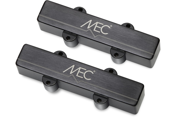  Active J/J-Style Bass Pickup Set, Metal Cover, 4-String - Brushed Black Chrome